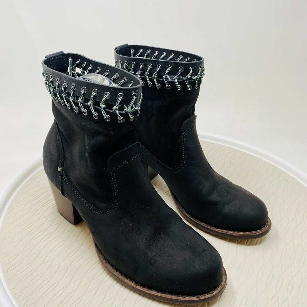 Rag & Bone Mercer Ankle Boots 6.5 36.5 Black Suede Heel Booties Cutout Shoes